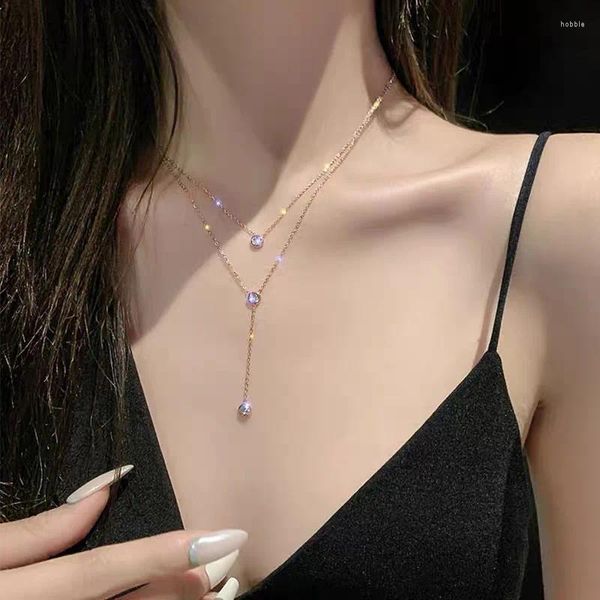 Choker 316L en acier inoxydable Collier de pendentif à double frange à trois forts pour femmes modes de la chaîne de cou collier cadeau cadeau