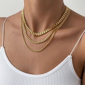 Choker 3 mm/4 mm/5 mm Hip Hop Curb Cuban Link Chain Necklace for Women Men Punk Real 18K Gold Golde roestvrijstalen ketens sieraden