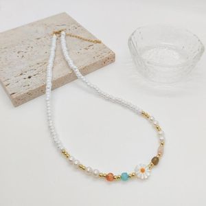 Collier ras du cou en coquillage marguerite pour femmes, 3 pièces, colliers en pierre de perles naturelles, perles de rocaille Miyuki, bijoux, cadeau 2023