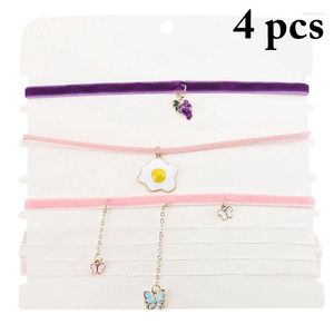 Ras du cou 4 pièces femmes mode femme raisin Fruit papillon pendentif collier velours charme pour bijoux