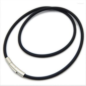 Tour de cou 5 tailles cordon en cuir noir cire corde chaîne bricolage en acier inoxydable Tube fermoir collier bijoux accessoires 2 MM