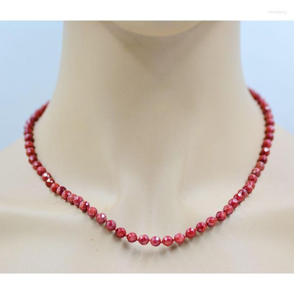 Tour de cou 5MM Exquis ! Collier de corail rouge naturel sculpté à la main. Très beau collier pour dames. Cadeau 18