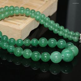 Collier ras du cou en pierre naturelle pour femmes, perles rondes de 6 à 14mm, tour de calcédoine verte, chaîne, bijoux à la mode, 18 pouces, B621