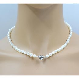 Choker 6-7 mm (aardappeltype) Echte zoetwaterparelketting 45 cm