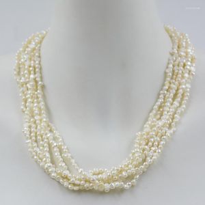 Tour de cou 6 Actions. Collier de perles baroques blanches naturelles de 3 mm. Habiller des bijoux pour femmes à la mode