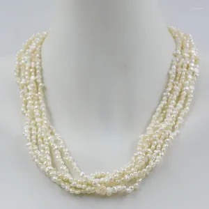 Tour de cou 6 actions. Collier de perles baroques blanches naturelles de 3 mm. Habillez les bijoux pour femmes à la mode