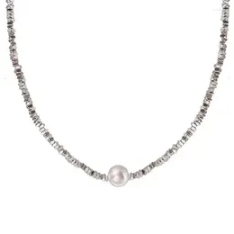 Collier ras du cou avec pendentif en perles, couleur argent irrégulier, à la mode, 634C