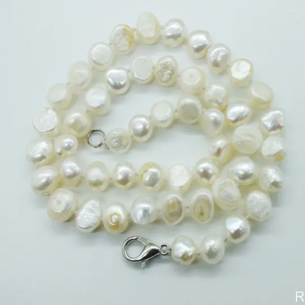 Collier ras du cou de perles d'eau douce véritablement baroques, 8-9mm, blanc/rose/gris, 17 pouces (il existe un numéro de suivi dans le monde entier)