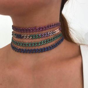 Choker 8mm Rainbo CZ Iced Out Hiphop Bling Bling Miami Curb Cuban Link Chain Necklace for Women Rock aanpassen maat sieraden