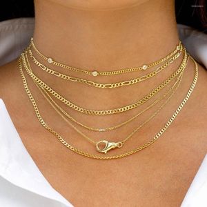 Gargantilla de Plata de Ley 925, collar sexual multicapa para mujer, cadena cubana clásica de 2MM, joyería de boda de moda chapada en oro de 41 5CM