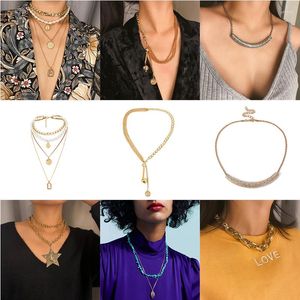 Choker AE-CANFLY Punk Vintage Wilde Geometrische Ketting Eenvoudige Lange Ketting 2023 Mode Vrouwen Chokers Collectie Accessoires