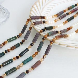 ALLME Boho coloré pierre naturelle cristal perle d'eau douce colliers de perles pour les femmes 18K plaqué or titane acier ras de cou
