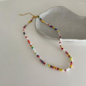 Tour de cou ALLME mignon belle couleur bonbon perles acryliques brin colliers de perles pour les femmes collier déclaration fête vacances bijoux
