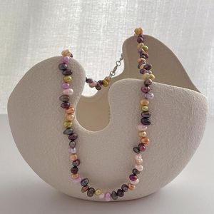 Ras du cou ALLME fait à la main couleur bonbon perle d'eau douce brin colliers de perles pour les femmes Mujer collier en cuivre plaqué or 14K