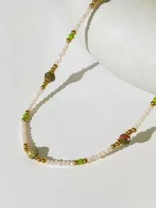 ALLME – collier ras du cou en perles de verre colorées faites à la main pour femmes, en acier inoxydable plaqué or PVD, ne ternit pas