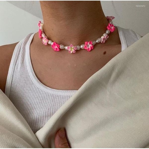 ALYXUY – collier ras du cou en perles Rose, fleur colorée, étoile Gossip Yin et Yang, cadeau annuel pour femmes et filles