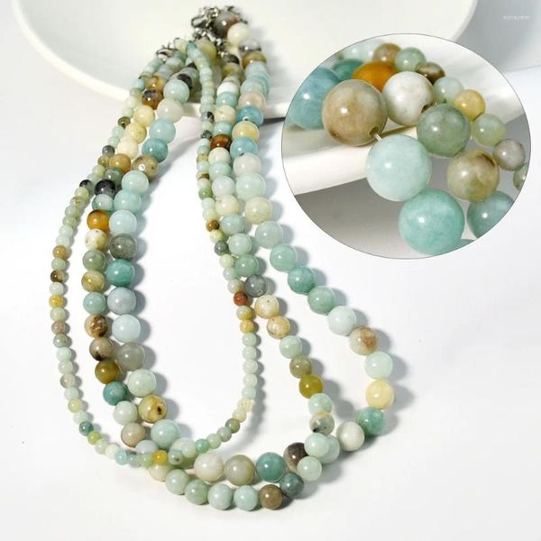 Collier ras du cou en perles d'amazonite, 4mm, 6mm, 8mm, pierres précieuses fines et délicates, bijoux minimalistes, cadeaux pour femmes et mamans