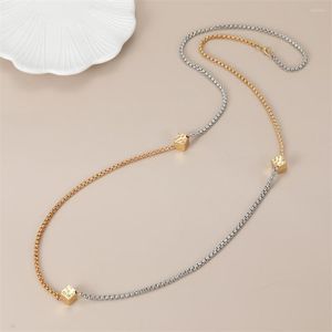 Anslow – collier ras du cou de Style européen et américain, breloques en forme de Cube, plaqué argent et or, élégant, bijoux pour femmes, Texture en métal, qualité supérieure