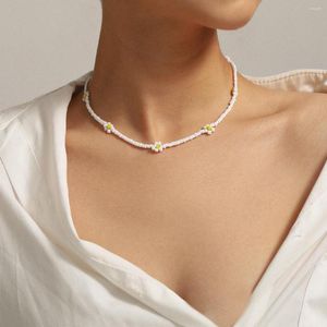 Collier ras du cou en perles pour femmes, style Boho, fait à la main, fleur, marguerite, mignon, pour adolescentes, plage