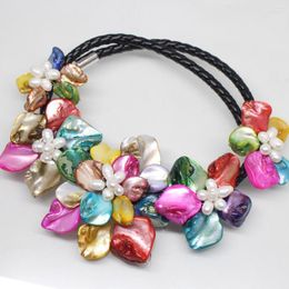 Choker Beauty 50mm-70mm 5Flower Necklace 18inches Baroque Shell Mother Of Pearl Handmade Choisissez la couleur