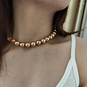 Collier ras du cou en perles pour femmes, grande boule, sphère, déclaration courte, épais, minimaliste, Punk, Cool, bijoux en 2023