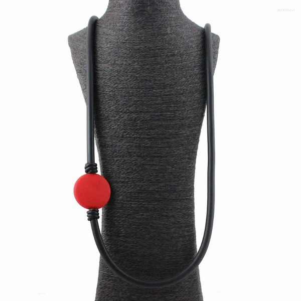 Gargantilla grande y redonda para mujer, Collar de cuentas rojas, Collar ligero de goma a la moda, collares con colgante, bisutería