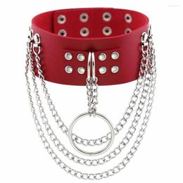 Tour de cou grandes chaînes de gland en acier inoxydable colliers en cuir pour femmes Goth Punk chaîne Harajuku collier Sexy Vegan Bondage bijoux