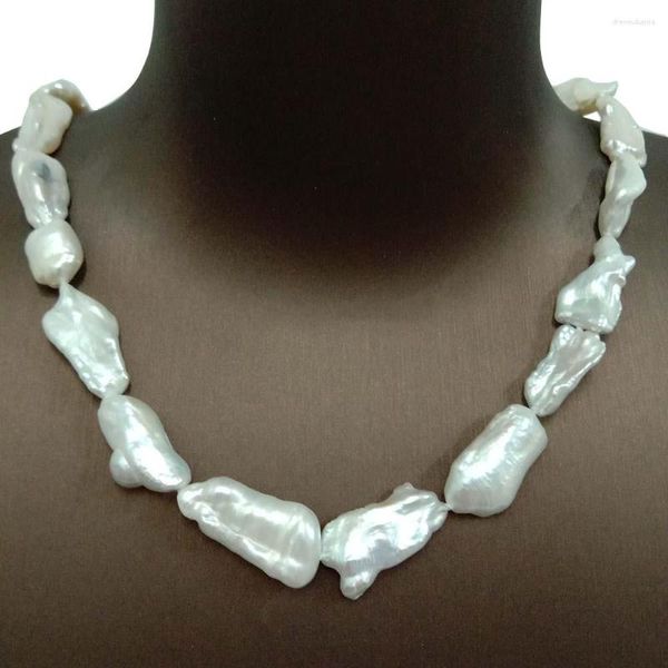 Gargantilla COLLAR DE PERLAS BIWA Cierre de Plata 925 PERLA DE AGUA DULCE NATURALEZA-17-30 MM BARROCO Para Niño o Dama