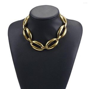 Collier ras du cou BK en acrylique doré pour femmes, alliage géométrique, chaîne à maillons ovales, style Boho, bavoir, bijoux à la mode