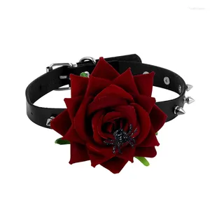 Choker Zwart Verstelbare Lederen Punk Gothic Kraag Kettingen Sexy Rose Spider Halloween Kostuum Sieraden Accessoires Voor Vrouwen