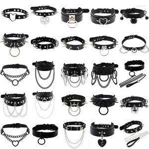 Choker Black Goth ketting voor vrouwen Punk Spike Rivet Round Heart Bell Belt kettingen Kraagcosplay Toofster Gotische accessoires