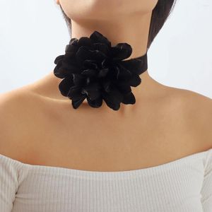 Tour de cou velours noir avec fleur grand Floral Rose Tour de cou 2023 à la mode cou été bijoux Y2K accessoires