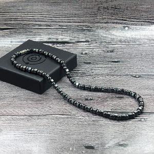 Gargantilla negra Vintage con cuentas de hematita magnética, terapia de curación energética, collar saludable para hombres y mujeres HN022