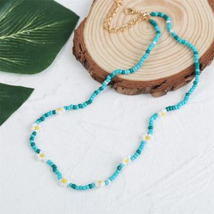Tour de cou bleu perles Handmake bohème mignon fleur collier pour femmes Ins tendance personnalité cou beauté bijoux Boho accessoires