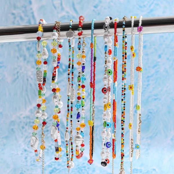 Tour de cou bohême coloré minuscules perles de rocaille à la main collier de fleurs de marguerite pour les femmes mode imiter perle acrylique