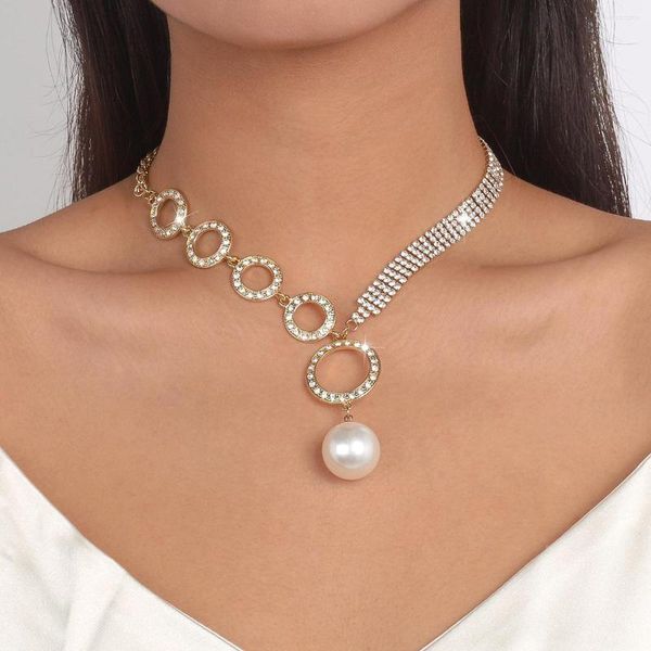 Tour de cou bohême luxe cristal cercle pour femme élégant perle boule pendentif collier mariage bijoux cadeau en gros
