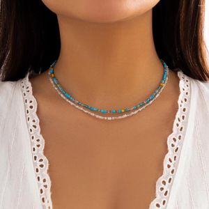 Choker Bohemia Collier de perles de graines acryliques multicolores pour les femmes Faire des bijoux de la chaîne de cou courte à la main