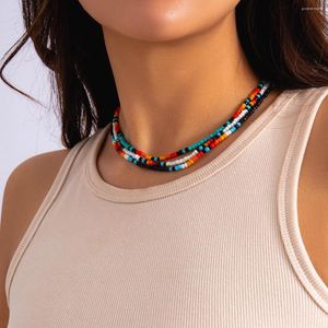 Choker Bohemia Women's Colorful Handmade Rainbow Seed Beads Collana Summer Sweet Beadeds Chain Jewelry Regali per ragazze