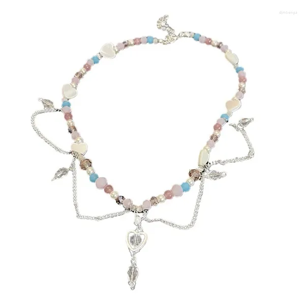 Collier ras du cou bohème en perles en forme de cœur, perle ronde colorée, cristal de haute qualité, bijoux d'été en résine