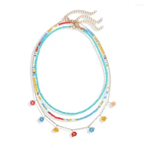 Choker Boheemse Blauwe Kralen Ketting Voor Vrouwen Bruiloft Bloem Charme Lagen Kraag Leuke Verklaring Groothandel Sieraden Cadeau