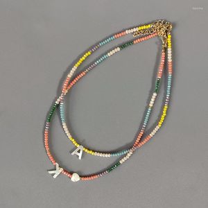 Choker Boheemse kleurrijke kristal kraal ketting mode aangepaste letter gepersonaliseerde sieraden voor vrienden 2023 Bijoux femme