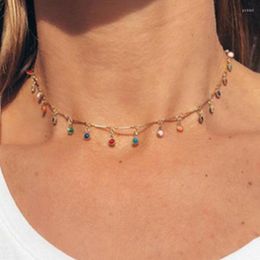 Choker Bohème Coloré Résine Perles Collier Pour Femmes Charme Pierre Chaîne Chockers À La Main Partie Bijoux En Gros Collares