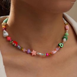 Choker Bohème Multicolore Fruit Perle Collier De Perles Pour Les Femmes Mode Coloré Plage Vacances