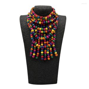 Choker Boheemse Multilayer Houten Kraal Bib Multicolor Kettingen Voor Vrouwen Handgemaakte Kralen Statement Ketting Sieraden