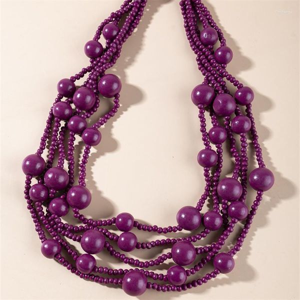 Collier ras du cou bohème multicouche bois perles colliers pour femmes à la main coloré perlé chaîne collier bijoux cadeaux