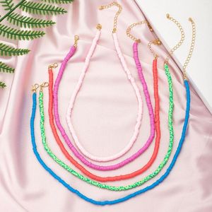 Choker Bohemian Summer Beach Handmade Multi-couleur Multi-couleur Perles d'argile Collier Party Bijoux