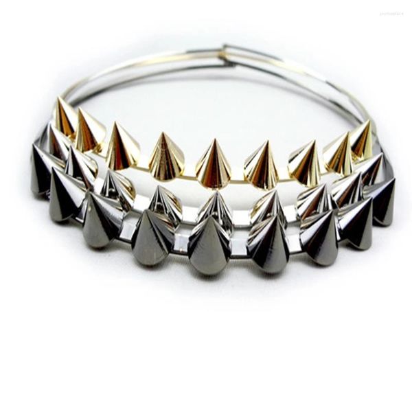 Gargantilla Bohojewelry Store Moda Estilo Punk Plata Pistola Negro Chapado En Oro Collar De Remache De Roca