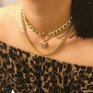 Choker BUDROVKY Punk Miami Cubain Collier Chaîne Épaisse EuropeanAmerica Argent Couleur Coeur Pendentif Femmes Bijoux