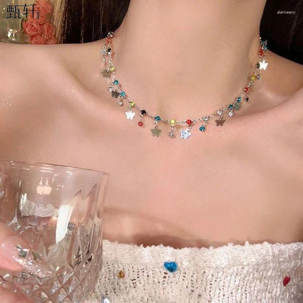 Gargantilla Collar de mariposa Para Mujer estrella de joyería Y2k Collar de cadena Accesorios Para Mujer moda coreana estética Linda