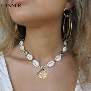 Choker Canner Handmade Gold Silver Color Sea Shell Necklace Bohemia Verstelbare ketting voor vrouwen Summer Jewelry Chokers